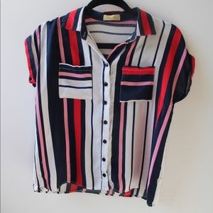 Colorful Striped Short Sleeve Button Down